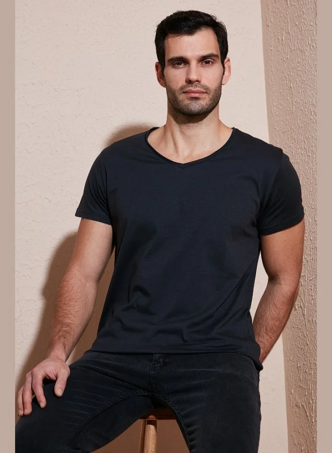 Buratti  Buratti Cotton Slim Fit V Neck Basic T Shirt Men's T SHIRT 5412001 for Men | Best Price UAE