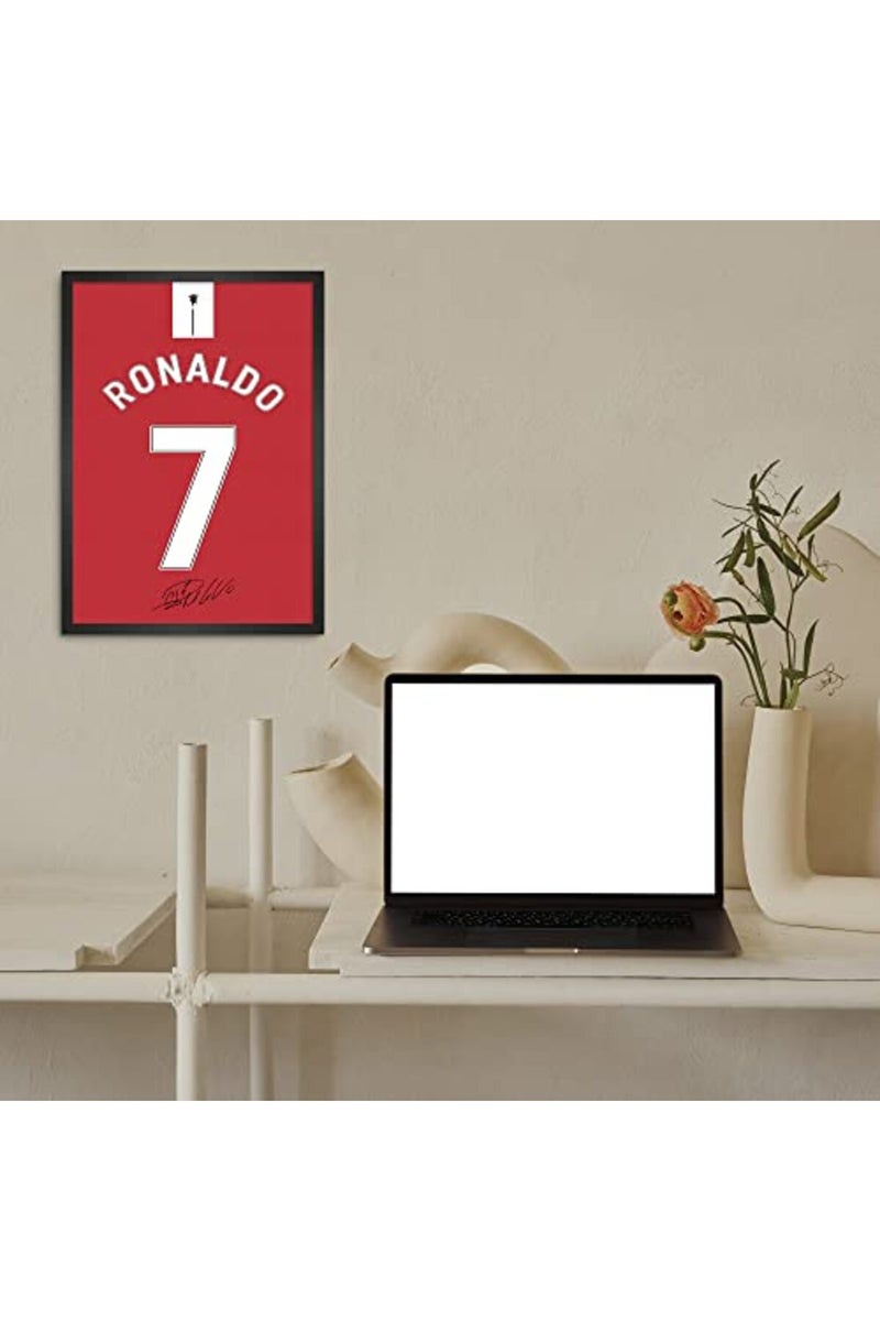 LAMRON Ronaldo Red Jersey Wall Decoration Art Framed Poster, 8 Inch x 12 Inch, Matt Laminated Poster with 0.5 Inch Black Wooden Frame - Image 3