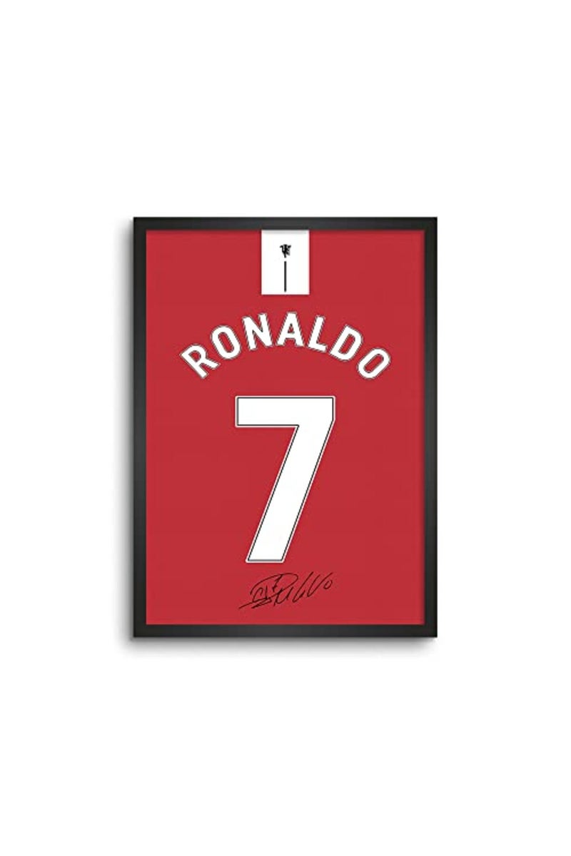 LAMRON Ronaldo Red Jersey Wall Decoration Art Framed Poster, 8 Inch x 12 Inch, Matt Laminated Poster with 0.5 Inch Black Wooden Frame - Image 2
