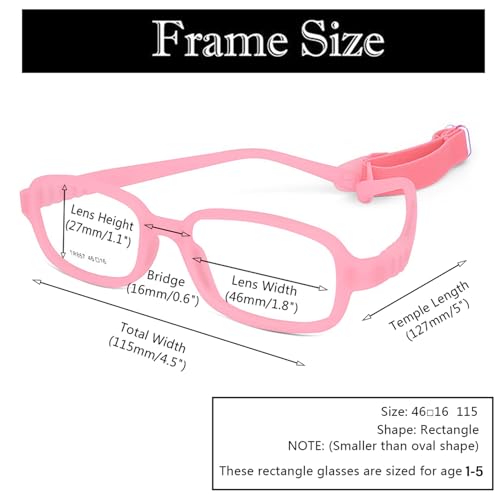 AQWANO Children Optical Glasses Frame TR90 Flexible Bendable One-piece Safe Eyeglasses Girls Boys Square Pink - Image 4