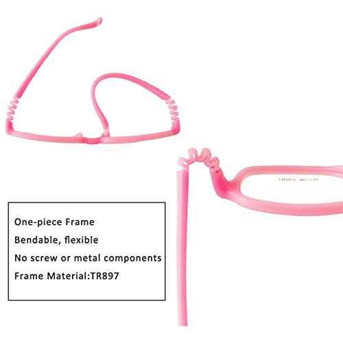 AQWANO Children Optical Glasses Frame TR90 Flexible Bendable One-piece Safe Eyeglasses Girls Boys Square Pink - Image 2