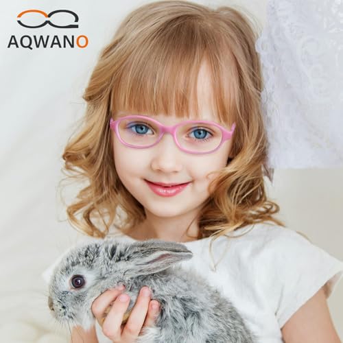 AQWANO Children Optical Glasses Frame TR90 Flexible Bendable One-piece Safe Eyeglasses Girls Boys Square Pink - Image 5