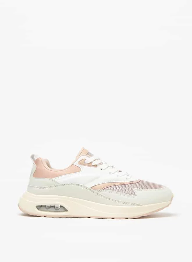 Flora Bella By Shoexpress Women Mesh Textured Lace-Up Low Ankle Sneakers with Pull Tabs