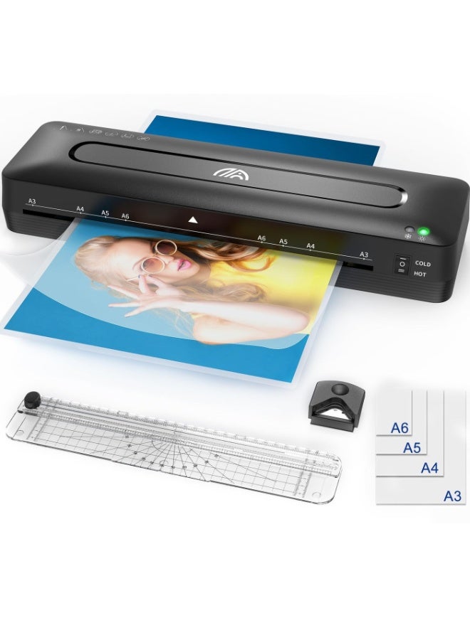 FN 13 Inches Cold and Thermal Laminator with Laminating Sheets, 5-in-1 Lamination Machine with Paper Trimmer and Corner Rounder for Home Office School Use - Image 1