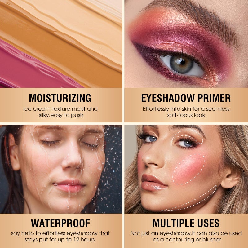 Avierll Eyeshadow Primer,Eye Primer,Makeup Primer Long Lasting Cream Eyeshadow Base,Primer Face Makeup,Full Coverage Waterproof Concealer 1 Pens-0.40 fl oz (02_MEDIUM) - Image 3