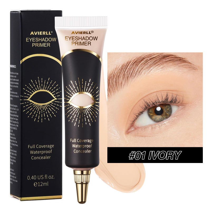 Avierll Eyeshadow Primer,Eye Primer,Makeup Primer Long Lasting Cream Eyeshadow Base,Primer Face Makeup,Full Coverage Waterproof Concealer 1 Pens-0.40 fl oz (02_MEDIUM) - Image 4
