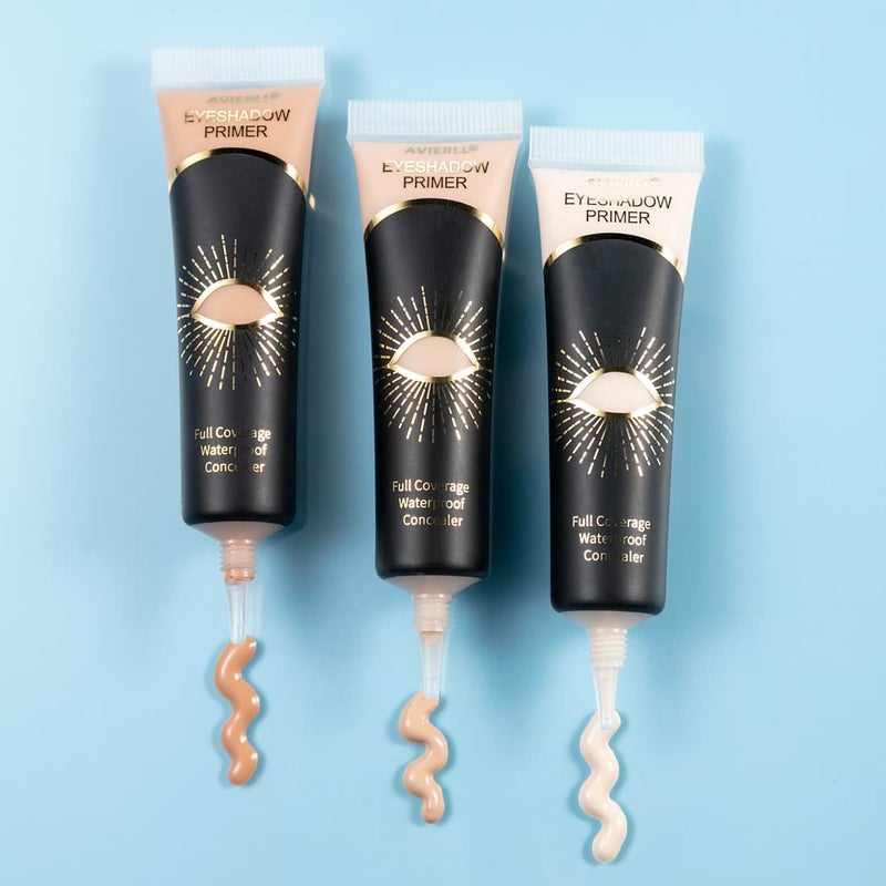Avierll Eyeshadow Primer,Eye Primer,Makeup Primer Long Lasting Cream Eyeshadow Base,Primer Face Makeup,Full Coverage Waterproof Concealer 1 Pens-0.40 fl oz (02_MEDIUM) - Image 5