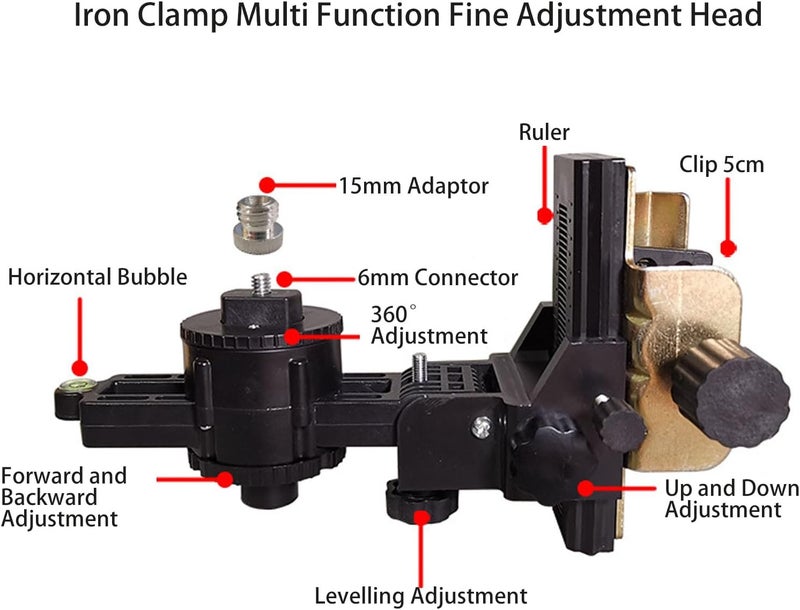 Adjusting Telescoping Pole Head Plate Fine Tuning Bracket Level Tool Adapter, for Roads, Tunnels, Bridges, Buildings - Image 3