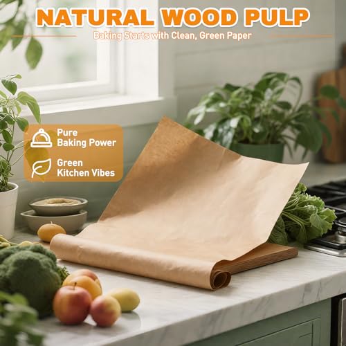JOYUMY 200 PCS Unbleached Parchment Paper for Baking, Non Stick Brown Baking Sheets, Precut Parchment Paper Sheets for Air Fryer, Oven, Cooking(12" X 16") - Image 5