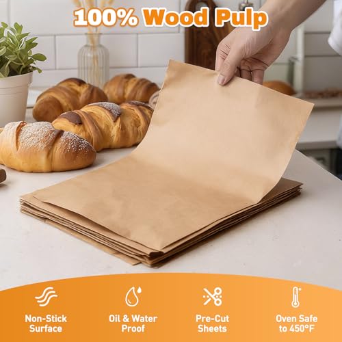 JOYUMY 200 PCS Unbleached Parchment Paper for Baking, Non Stick Brown Baking Sheets, Precut Parchment Paper Sheets for Air Fryer, Oven, Cooking(12" X 16") - Image 2