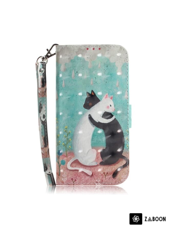 Green Tiger - For Huawei P40 lite 3D Painting Horizontal Flip Leather Case with Holder & Card Slot & Wallet & Lanyard(Black and white cat) - Image 1