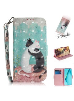 For Huawei P40 lite 3D Painting Horizontal Flip Leather Case with Holder & Card Slot & Wallet & Lanyard(Black and white cat)