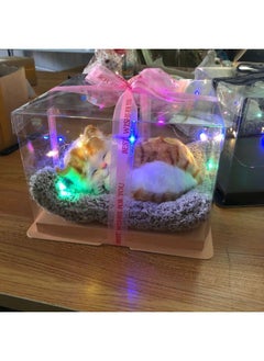Generic Light Gift Box Simulation Cat To Send Girlfriends Children's Birthday Gift To Purify Air Car Ornaments-Color:Large Bamboo Charcoal White Fox + Gift Box + Lights  - Image 5