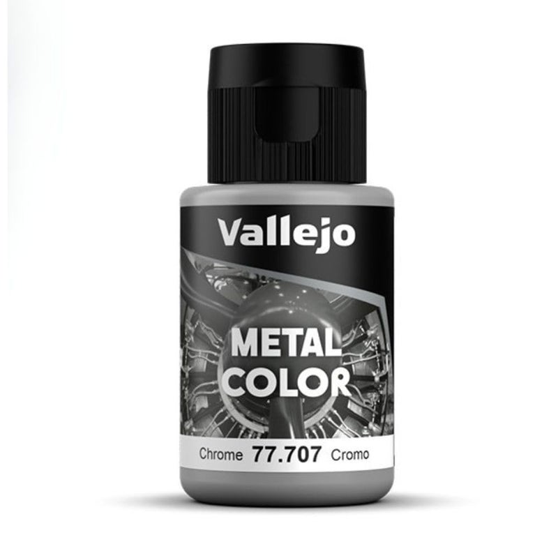 Vallejo - Metal Color | Chrome 32 ml (1.08 fl.oz.) | Faithfully Reproduce Different Metallic Finishes - Image 1