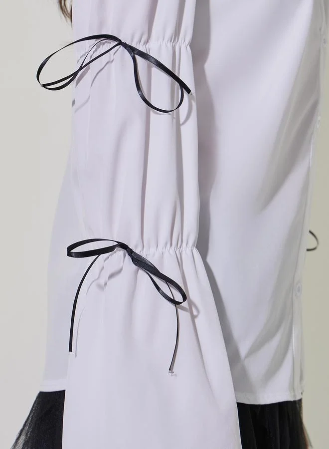 Take Two Ribbon Detail Marie Sleeves Regular Fit Shirt