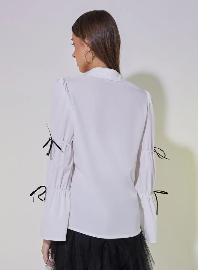 Take Two Ribbon Detail Marie Sleeves Regular Fit Shirt
