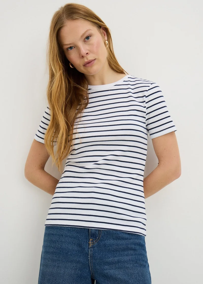 Matalan Navy Stripe Fitted T-Shirt