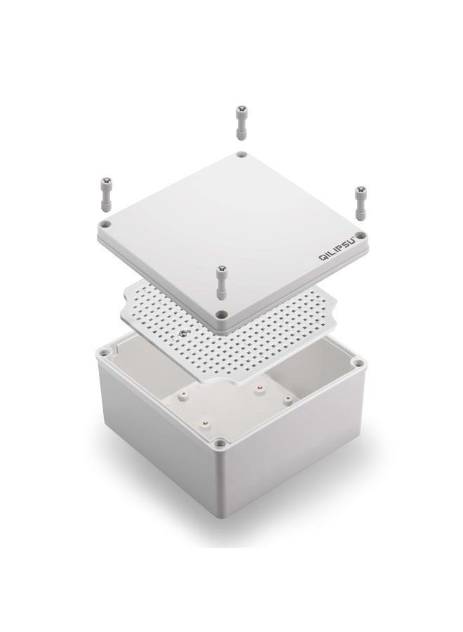 QILIPSU Outdoor Junction Box, IP67 Waterproof ABS Plastic Electrical Box, Grey Cover 125x125x75mm Project Box Weatherproof Enclosure (4.9"x4.9"x3") - Image 1