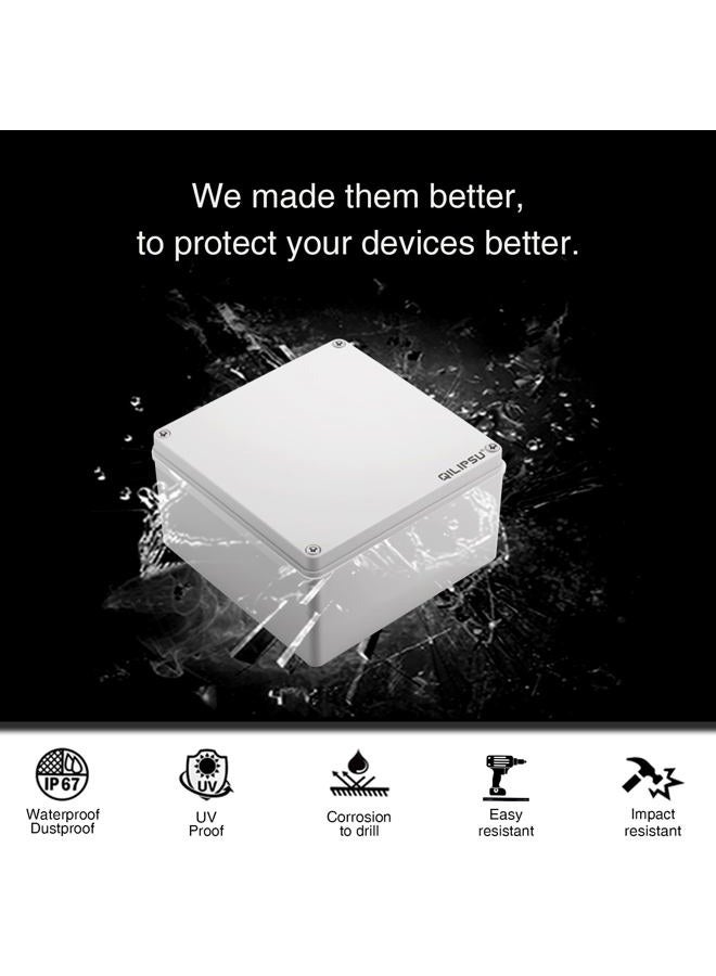 QILIPSU Outdoor Junction Box, IP67 Waterproof ABS Plastic Electrical Box, Grey Cover 125x125x75mm Project Box Weatherproof Enclosure (4.9"x4.9"x3") - Image 3