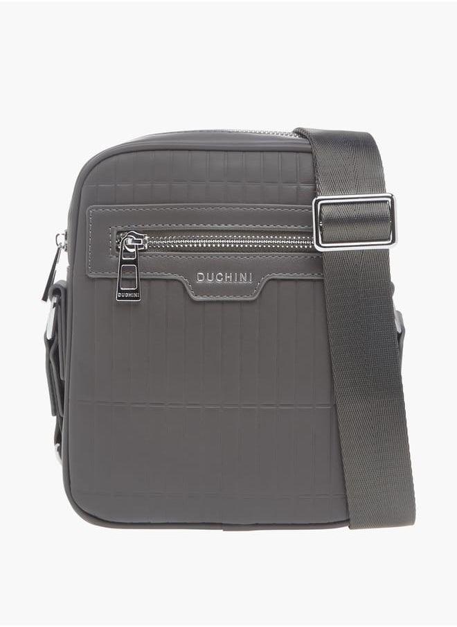 DUCHINI Mens Textured Crossbody Bag With Zip Closure And Adjustable Strap  - Image 1