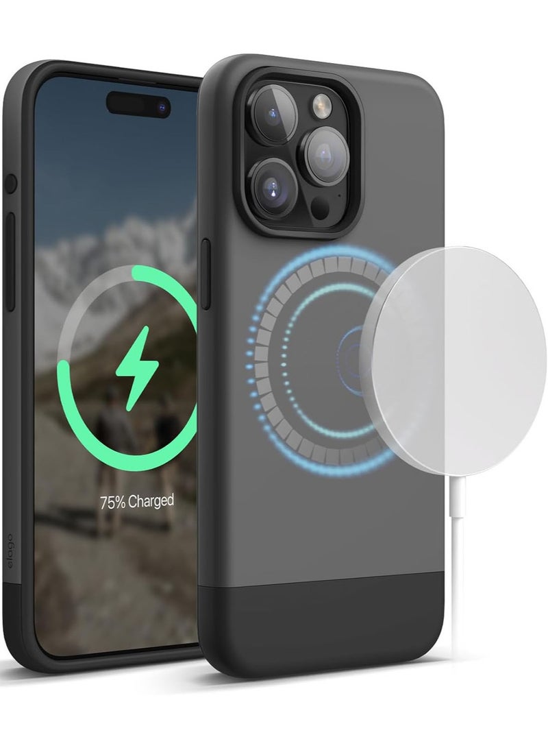 Elago Magnetic Glide for iPhone 15 PRO with Case Cover MagSafe Drop Protection - Dark Gray Black - Image 1