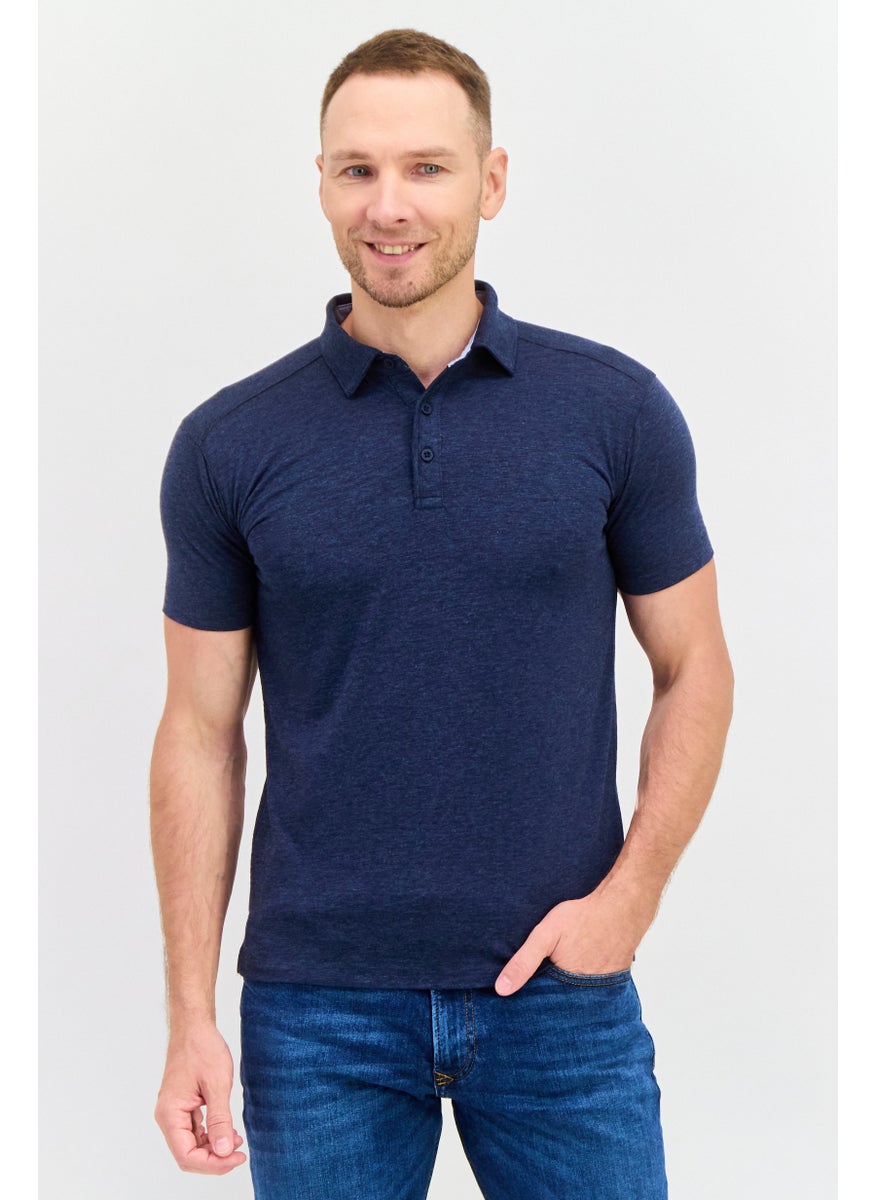 Men Regular Fit Short Sleeves Heather Polo Shirt, Navy - pzsku/ZA49B82CAA4632E359712Z/45/_/1737642187/2caa8bf0-57e6-4072-bfcc-045cc11cf7ed