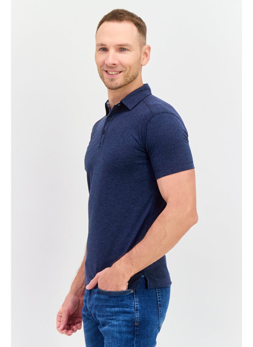 Men Regular Fit Short Sleeves Heather Polo Shirt, Navy - pzsku/ZA49B82CAA4632E359712Z/45/_/1737642189/80c14248-188d-4c9e-9c7d-2d25ce64abf2