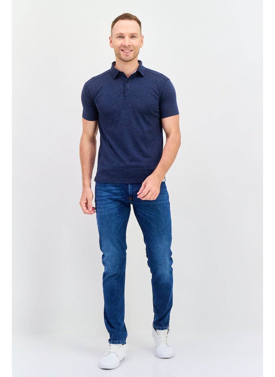 Men Regular Fit Short Sleeves Heather Polo Shirt, Navy - pzsku/ZA49B82CAA4632E359712Z/45/_/1737642197/7a48991a-37aa-487c-9900-056597d3a975