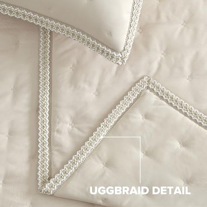 UGG Braid Full/Queen Quilt Set  3 Piece Queen Quilt Bedding Set With 2 Shams, Soft Lightweight Bedspread Coverlet For Home & Bedroom, Cream Birch (Devon) - Image 3