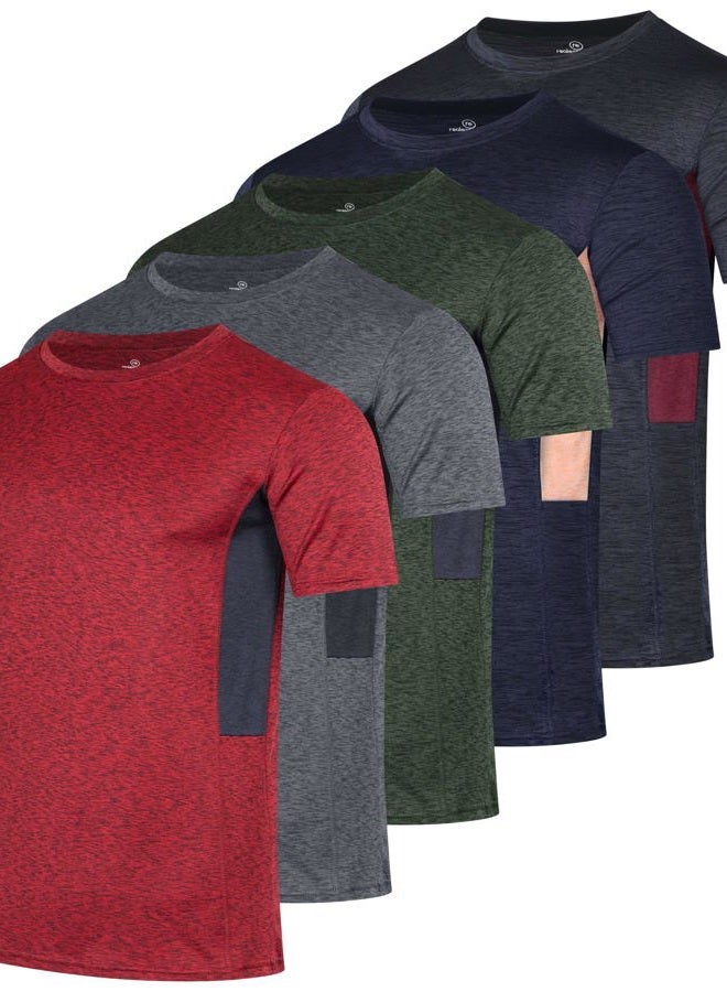 REALESSENTIALS 5 Pack: Men s Dry-Fit Moisture Wicking Active Athletic Performance Crew T-Shirt, XXL - Image 1
