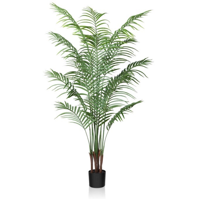 ARTIFICIAL PLANTS ARECA PALM 150CM FAKE TROPICAL TREE FAUX PLANTS FOR INDOORS AND OUTDOORS ARTIFICIAL FOLIAGE AND PLASTIC POT FOR PARTY OFFICE HOME HOUSE DECORATIONS 1 PACK