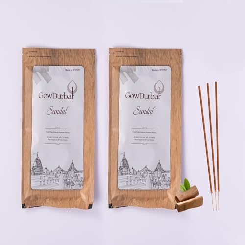 GOW DURBAR GowDurbar Zipper Agarbatti Sandal Oil Fragrance 150g (Pack of 2) | Organic Incense Sticks with Panchagavya | Coal-Dust-Free | for Pooja, Yoga & Meditation - Image 1