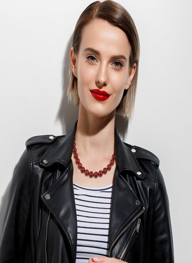 GAVU Onyx/Red Carnelian Necklace for Women, Statement Necklace for Women 16"/18", 16", Stone, red-carnelian-stone - Image 3