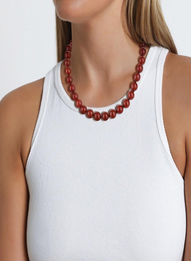 GAVU Onyx/Red Carnelian Necklace for Women, Statement Necklace for Women 16"/18", 16", Stone, red-carnelian-stone - Image 2