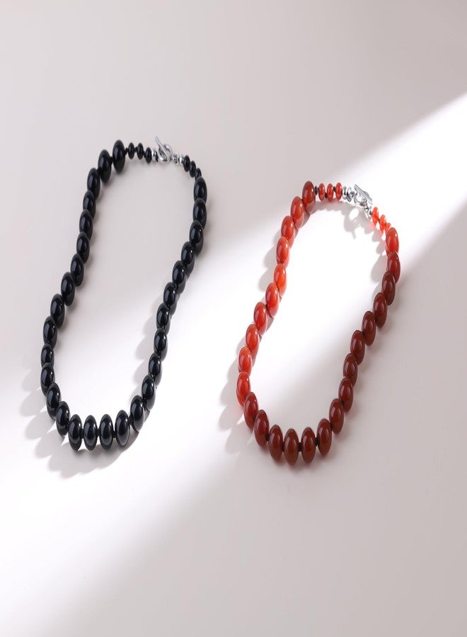 GAVU Onyx/Red Carnelian Necklace for Women, Statement Necklace for Women 16"/18", 16", Stone, red-carnelian-stone - Image 5