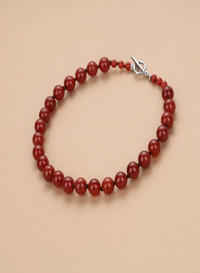 GAVU Onyx/Red Carnelian Necklace for Women, Statement Necklace for Women 16"/18", 16", Stone, red-carnelian-stone - Image 4