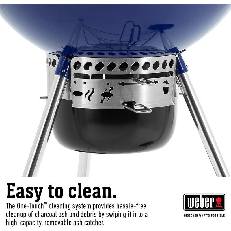 Weber شواية فحم ويبر 22 بوصة ماستر تاتش - شواية باربكيو خارجية زرقاء للمناطق الخارجية، الفناء، التخييم، والتجمعات - Image 5