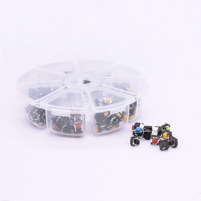 TWTADE 160PCS Momentary Tactile Touch Micro Push Button Switch tact 6x6x5mm Tactile Switch kit,Each Color 20PCS Red Blue Black Green White Yellow Brown - Image 4