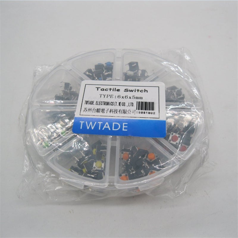 TWTADE 160PCS Momentary Tactile Touch Micro Push Button Switch tact 6x6x5mm Tactile Switch kit,Each Color 20PCS Red Blue Black Green White Yellow Brown - Image 5