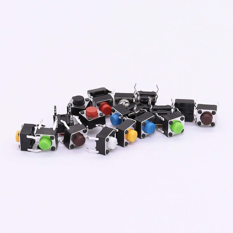 TWTADE 160PCS Momentary Tactile Touch Micro Push Button Switch tact 6x6x5mm Tactile Switch kit,Each Color 20PCS Red Blue Black Green White Yellow Brown - Image 3