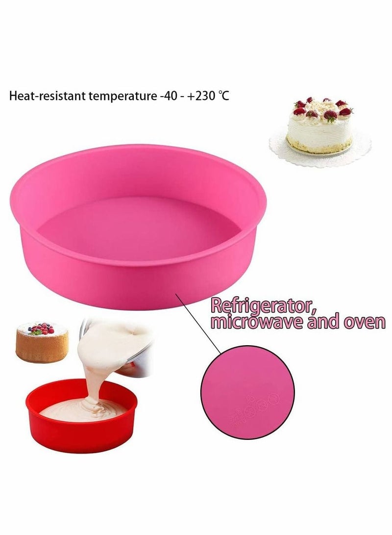 4Pcs Silicone Cake Moulds Tins Round Cake Pan, 4" 6" Non-Stick Baking Molds Bakeware Tray for Birthday Party Wedding Anniversary (Blue/Red/Purple/Pink） - Image 5