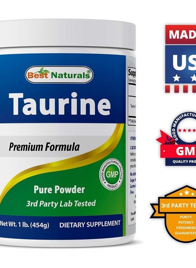 Best Naturals - 100% Pure Taurine Powder Free Form - Taurine 1000mg per Serving - 1 Lb (454 gm) (1 LB (Pack of 1)) - Image 1