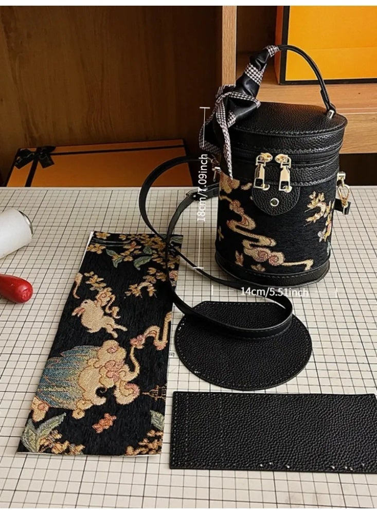 Fashionable DIY Bucket Bag Kit for Women & Girls - Handmade Adjustable Crossbody Tote with Detachable Handle - Image 1