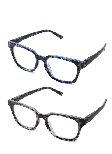 LANLANG نظارة قراءة للرجال والنساء، نظارات حجب الضوء الأزرق، نظارات كمبيوتر مضادة للضوء الأزرق، لونين بما في ذلك 0-4.0 ديوبتر L-L013