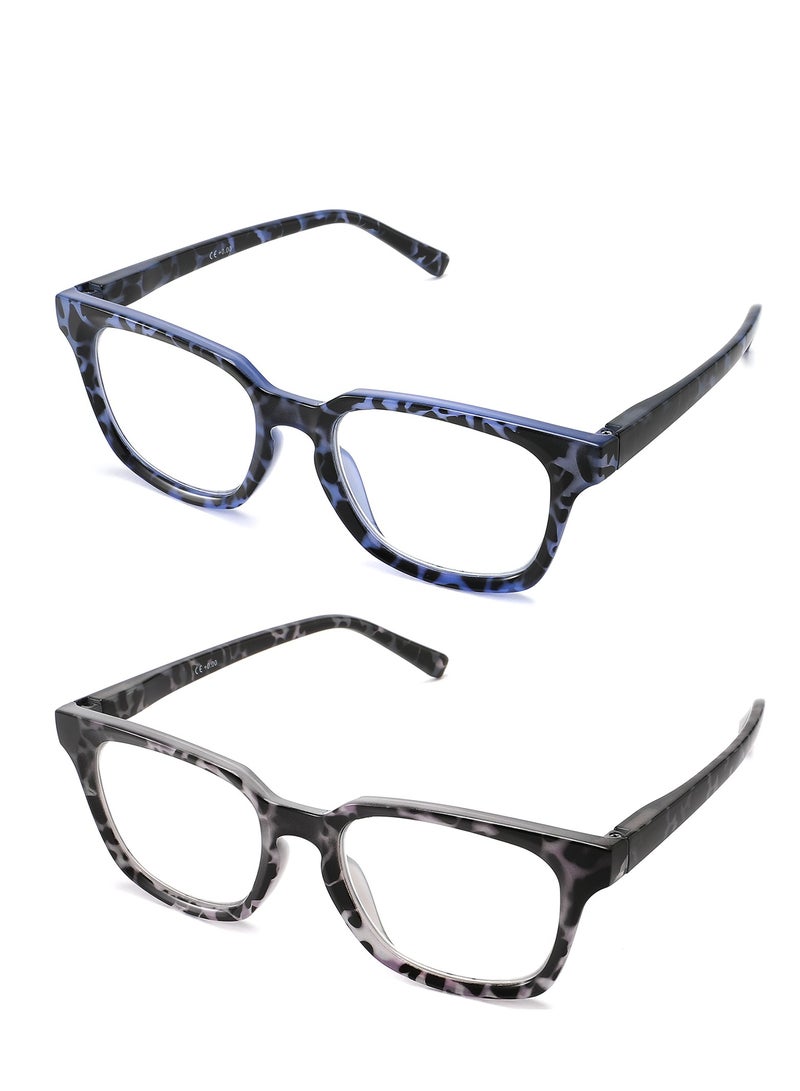 LANLANG LANLANG 2-Pack Reading Glasses for Men Women,Blue Light Blocking Glasses Anti-Blue Computer Glasses,2 Colors including 0-4.0 diopters L-L013  - Image 1