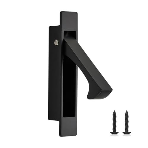 JOY DECOR Pocket Door Pull Handle Edge Pull Matte Black Flush Mount for Sliding Doors 4 Pack - Image 1