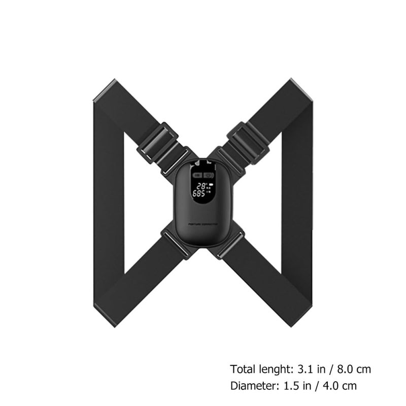 Intelligent Posture Corrector Belt Vibration Sensor, Black Hunchback Correction Brace for Back and Shoulder Support, Adjustable Posture Brace for Adults, Spine Alignment - Image 2
