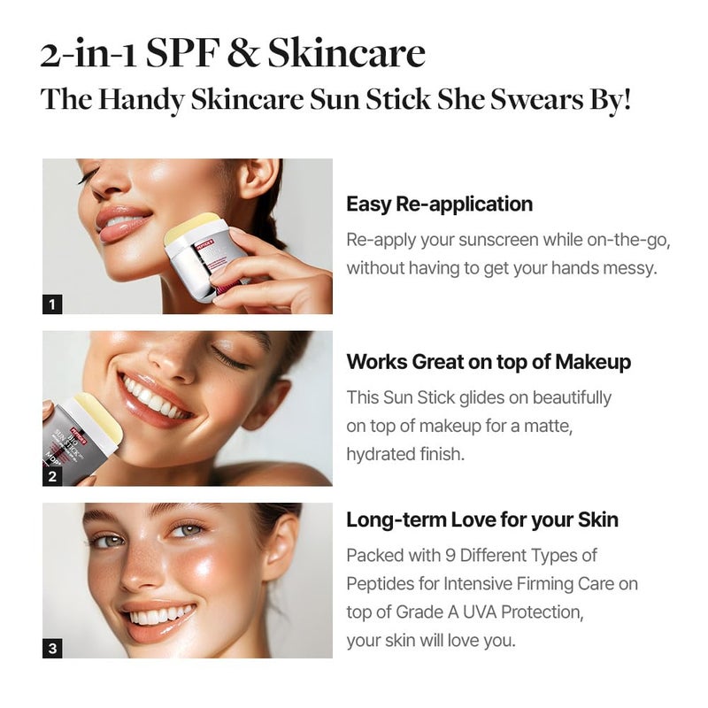 MDP+ Peptide 9 Bio Sunstick Pro | Korean Sunscreen Stick SPF 50+, Lightweight, Non-Greasy Broad Spectrum UV Protection for Face & Body - Image 5