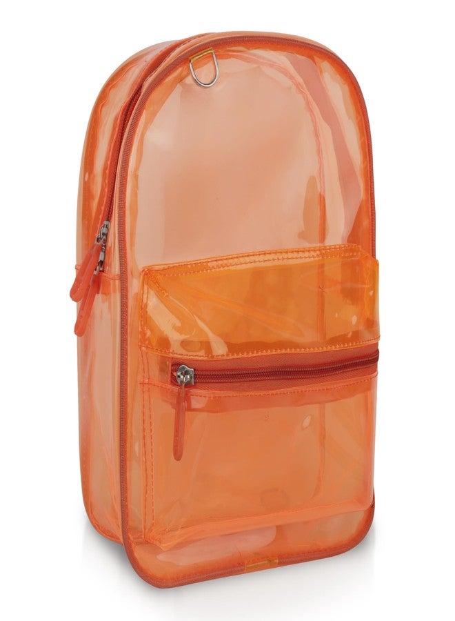 Echo Boomers Stylish Transparent Jelly Backpack | Trendy Neon Orange Clear Bag | 50 GSM Waterproof PVC School, College & Travel Backpack with Front Zipper Pocket - Image 3