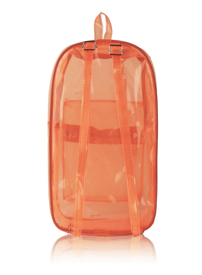 Echo Boomers Stylish Transparent Jelly Backpack | Trendy Neon Orange Clear Bag | 50 GSM Waterproof PVC School, College & Travel Backpack with Front Zipper Pocket - Image 2